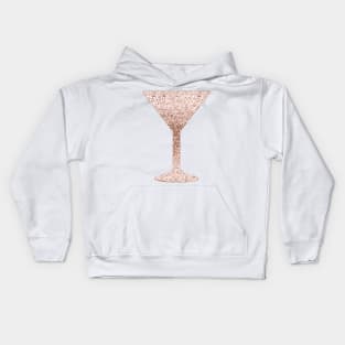 Martini - rose gold glitter Kids Hoodie